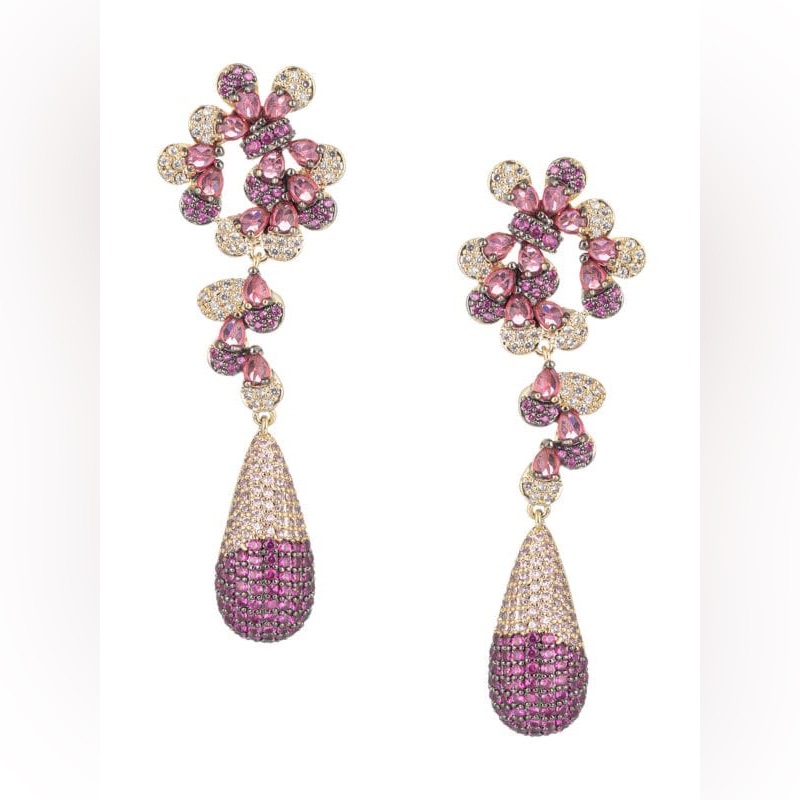 Eye Candy Lo Lo Cubic Zirconia Purple Drop Earrings